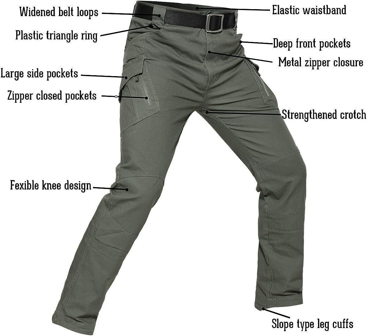 7-packs  Men's Assault Tactical Pants Lightweight Cotton Outdoor Military Combat Cargo Trousers
