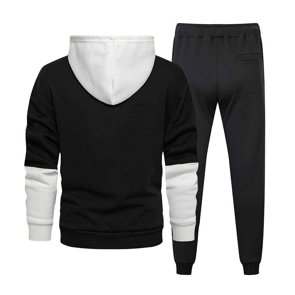 Men's Color Block Casual Long-sleeved Hoodie Tracksuit