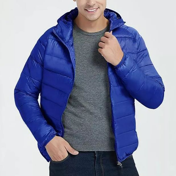 Men's Solid Color Hooded Lightweight Puffer Jacket