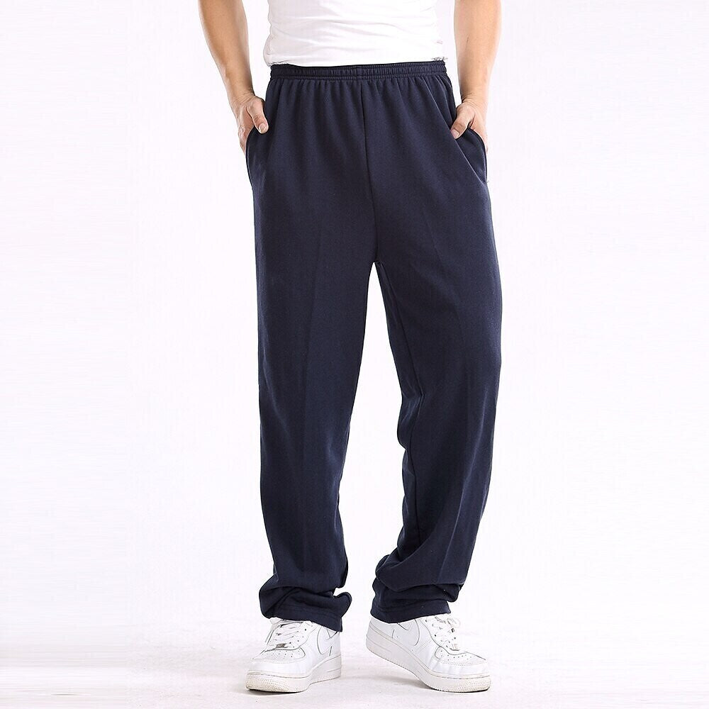 Men's Sweatpants Trousers Drawstring Elastic Waist Straight Leg Solid Color Plain Breathable Comfortable Full Length Sports Outdoor Daily Wear Cotton Blend Casual / Sporty Athleisure Wine Light Grey
