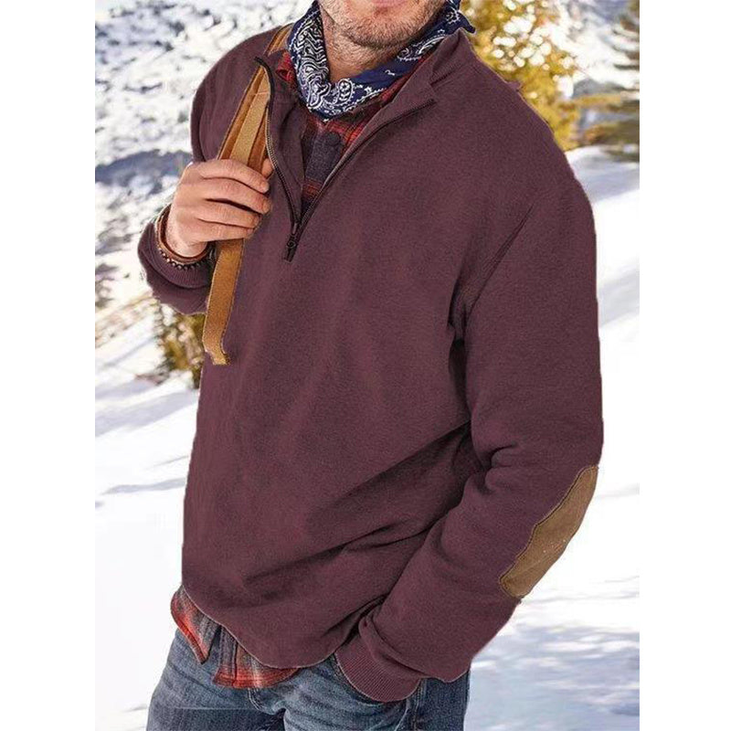 Men's Outdoor Half Zip Long Sleeve Stand Collar Sweatshirt