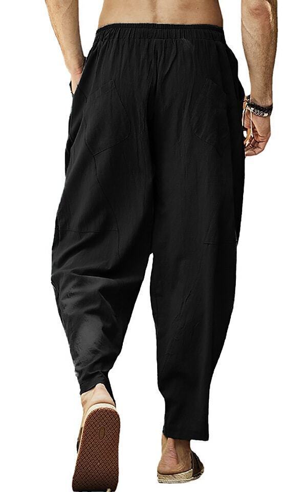Men's Drawstring Patchwork Multiple Pockets Pants Casual Athleisure Micro-elastic Breathable Quick Dry Loose White Black Green Gray Khaki M L XL XXL XXXL / Winter / Lightweight / Fall / Winter