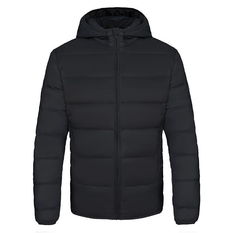 Men's Solid Color Hooded Lightweight Puffer Jacket