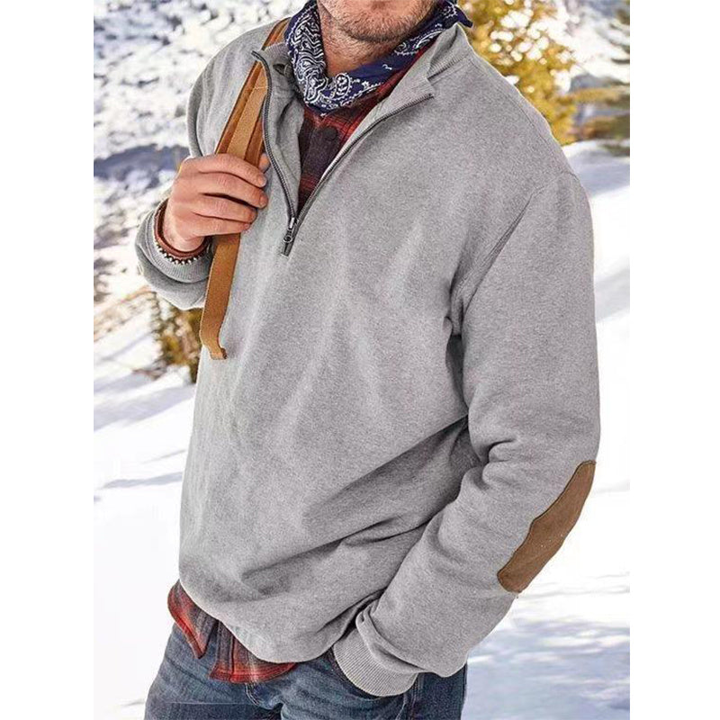 Men's Outdoor Half Zip Long Sleeve Stand Collar Sweatshirt