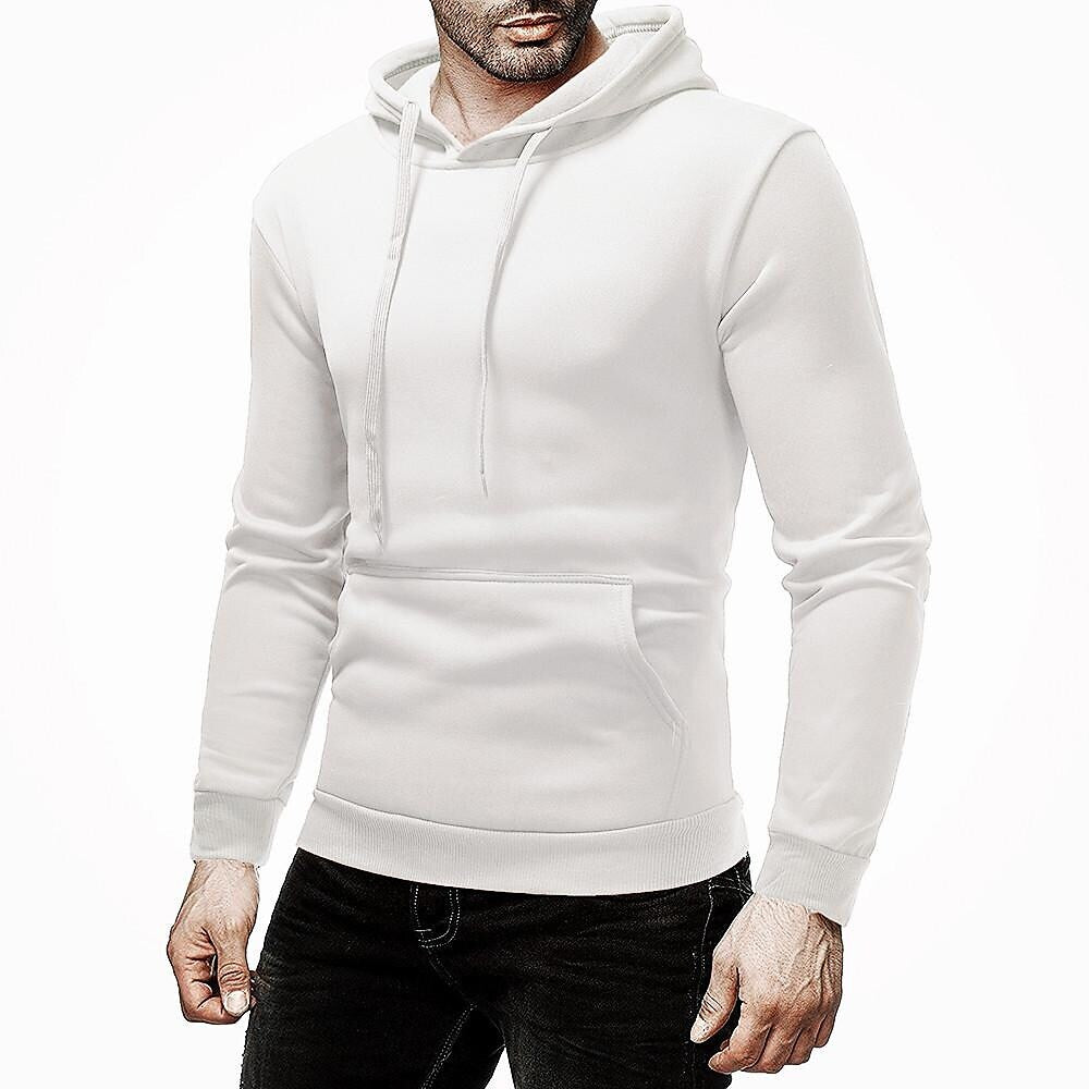 Men's Basic Solid Color Pullover Hooded Sweatershirt