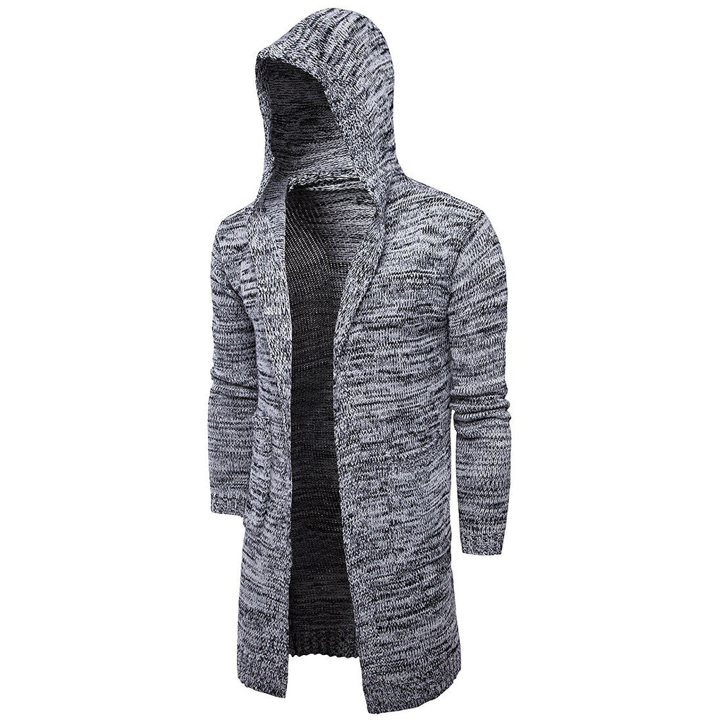 Men's Solid Color Hooded Long Sleeve Cardigans