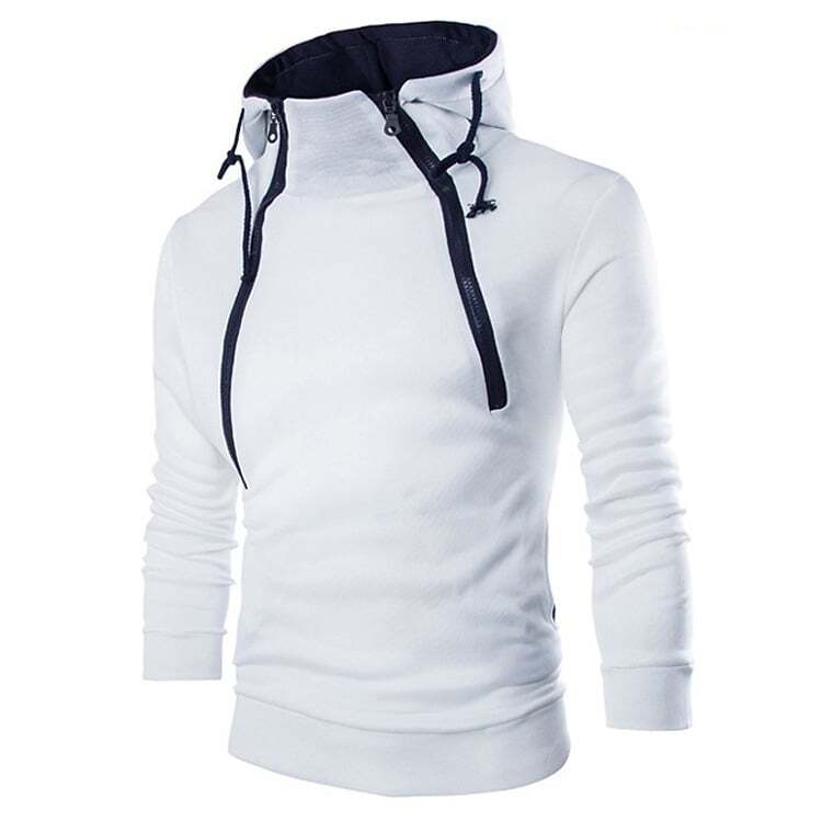 Men's Stand Collar Solid Color Zip Hoodies Sweatshirts