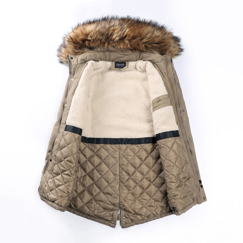 Men's Winter Outdoor Sherpa Lined Hooded Fishtail Parka Coat