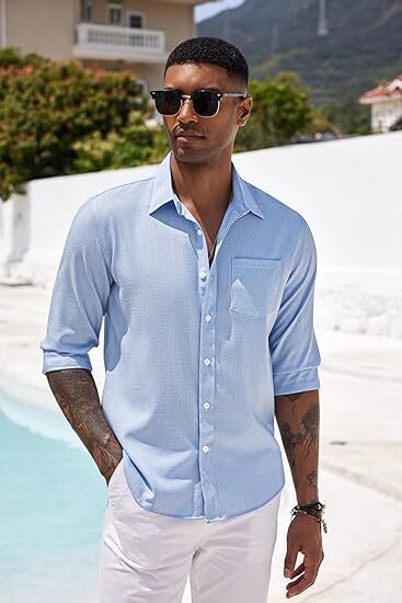 Men's Linen Long Sleeve Casual Shirts