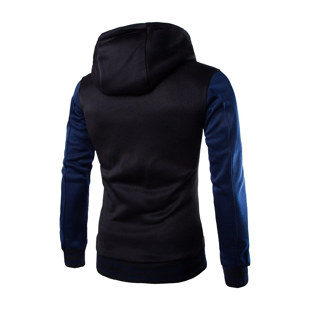 Men's Color Block Button Up Drawstring Hoodie