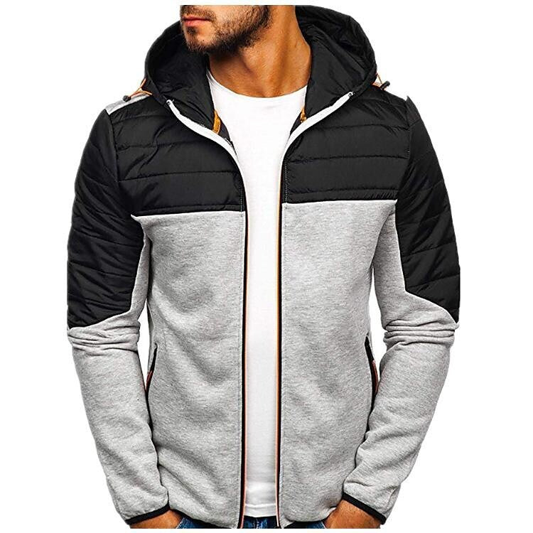 Men's Hooded Patchwork Padded Performance Jacket-C