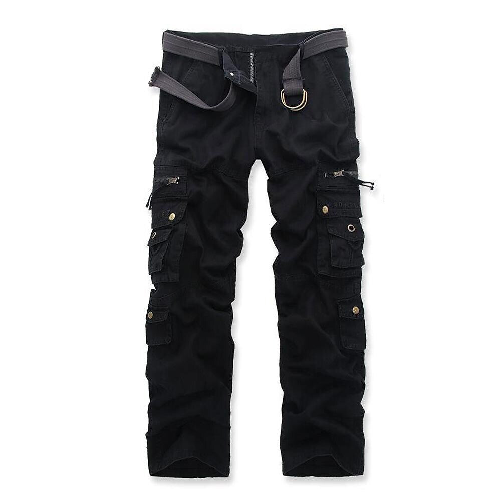 Men's Outdoor Vintage Washed Cotton Straight Multi-pocket Tactical Cargo Pants