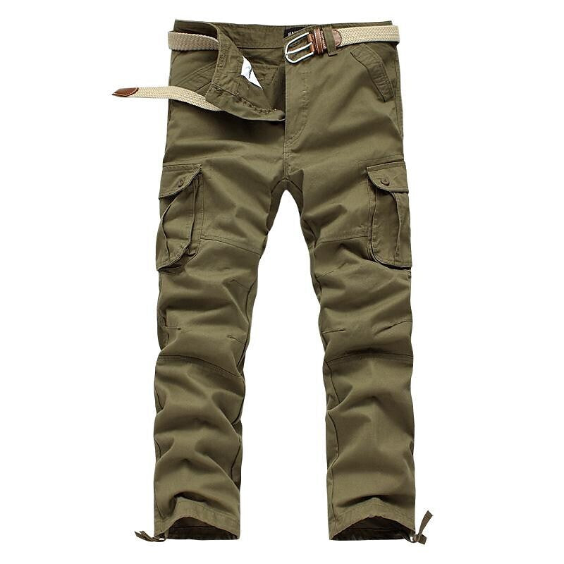 Men's Outdoor Vintage Multi Pocket Six Pockets Or Eight Pockets  Solid Color Cargo Pants (Belt Not Included)
