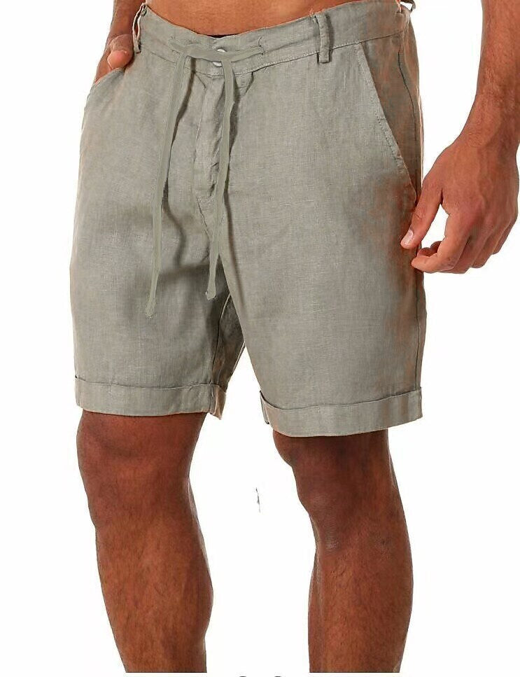 Men's Sporty Casual Shorts Bermuda shorts Drawstring Short Pants Daily Holiday Micro-elastic Solid Color Cotton Blend 100% Cotton Breathable Soft Mid Waist Green White Blue Beige S M L XL XXL / Beach