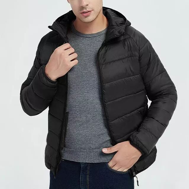 Men's Solid Color Hooded Lightweight Puffer Jacket
