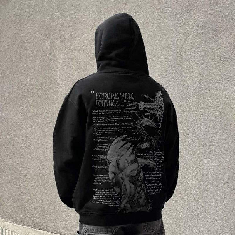100% Cotton Forgive Them,Father Bible Verses Printed Zip Hoodie