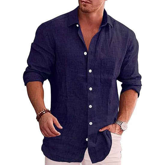 Men's Linen Long Sleeve Casual Shirts