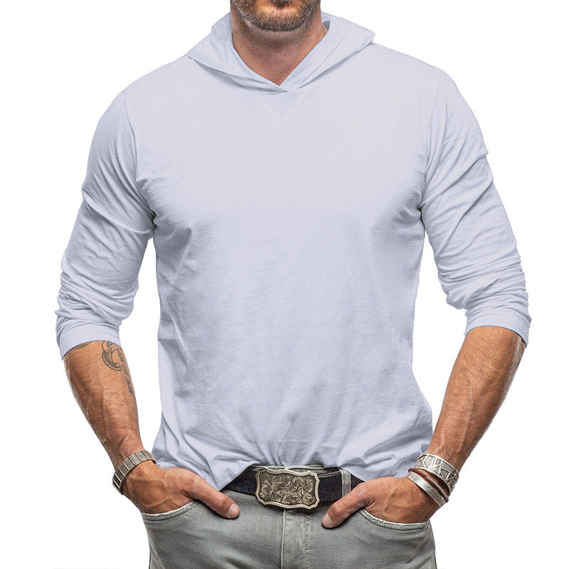 Men's Cotton Solid Color Long Sleeve Pullover Hoodie