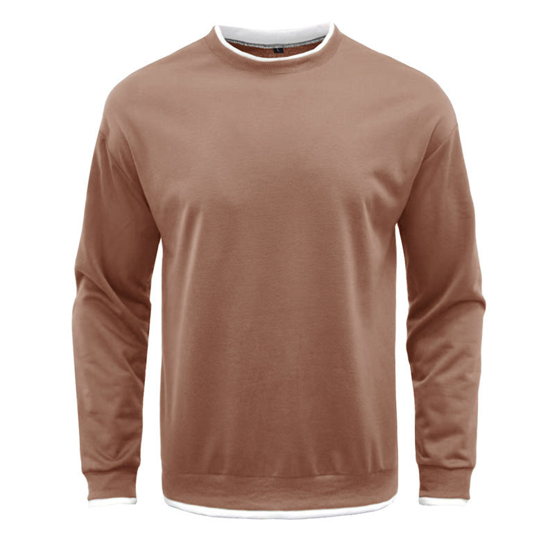 Men's Pullover Solid Color Patchwork Crew Neck Sweatshirts