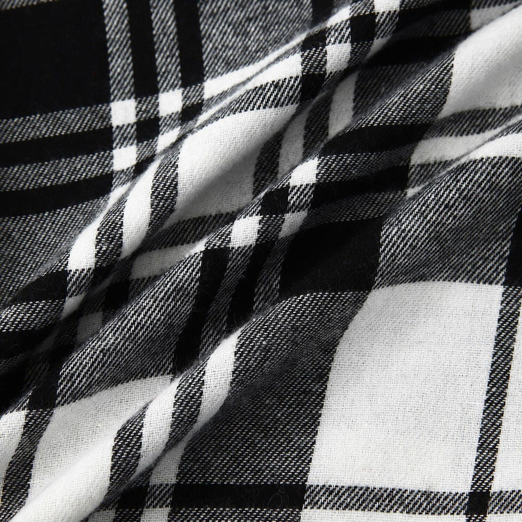Men's Long Sleeve Flannel Brushed Check Hooded Casual Shirt