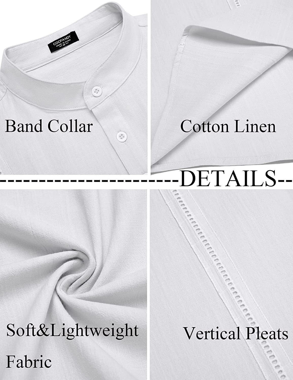 8-Pack Men's Cotton Linen Henley Shirt Short Sleeve Cuban Shirt Hippie Casual Beach Band Collar T Shirts💖Buy two packs for free shipping💖