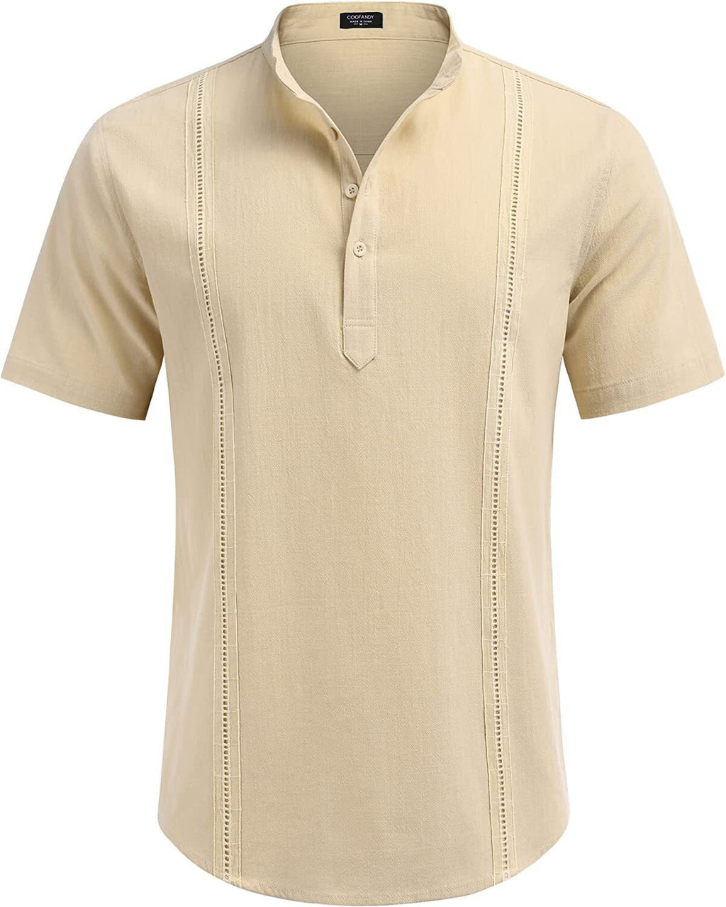 8-Pack Men's Cotton Linen Henley Shirt Short Sleeve Cuban Shirt Hippie Casual Beach Band Collar T Shirts💖Buy two packs for free shipping💖