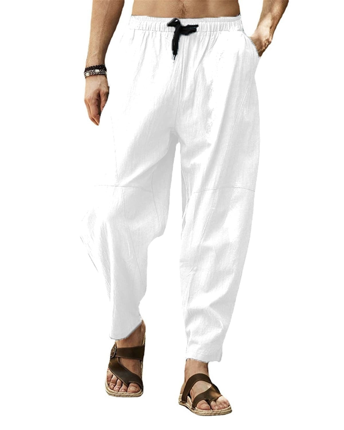 Men's Drawstring Patchwork Multiple Pockets Pants Casual Athleisure Micro-elastic Breathable Quick Dry Loose White Black Green Gray Khaki M L XL XXL XXXL / Winter / Lightweight / Fall / Winter