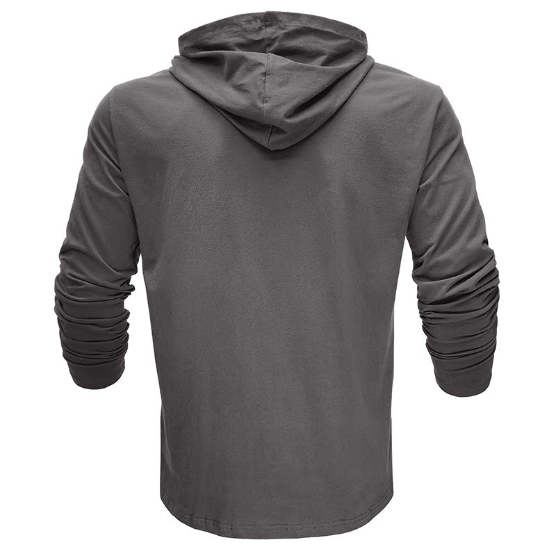 Men's Cotton Solid Color Long Sleeve Pullover Hoodie