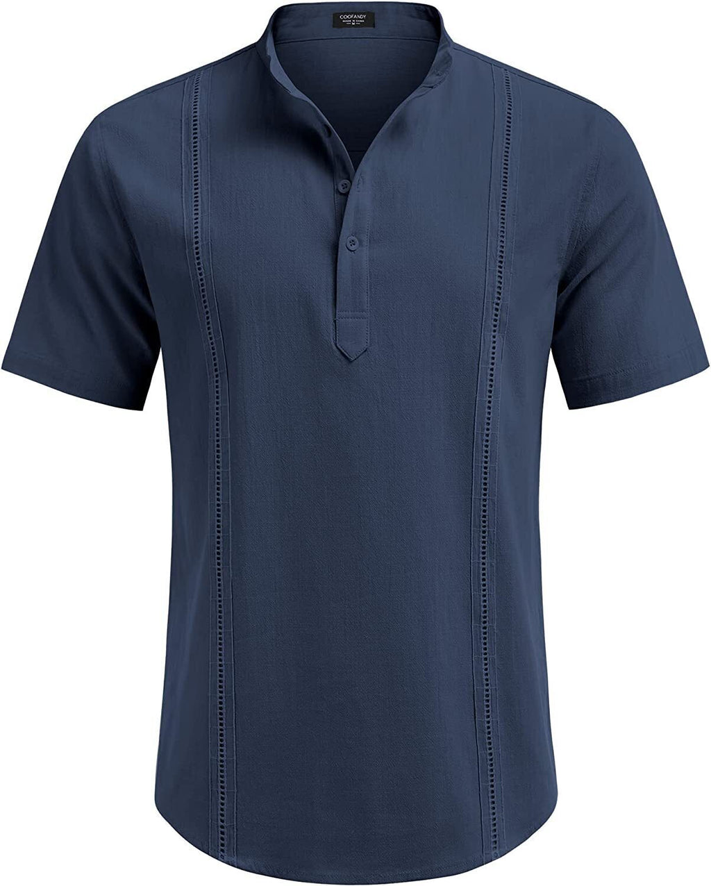 8-Pack Men's Cotton Linen Henley Shirt Short Sleeve Cuban Shirt Hippie Casual Beach Band Collar T Shirts💖Buy two packs for free shipping💖