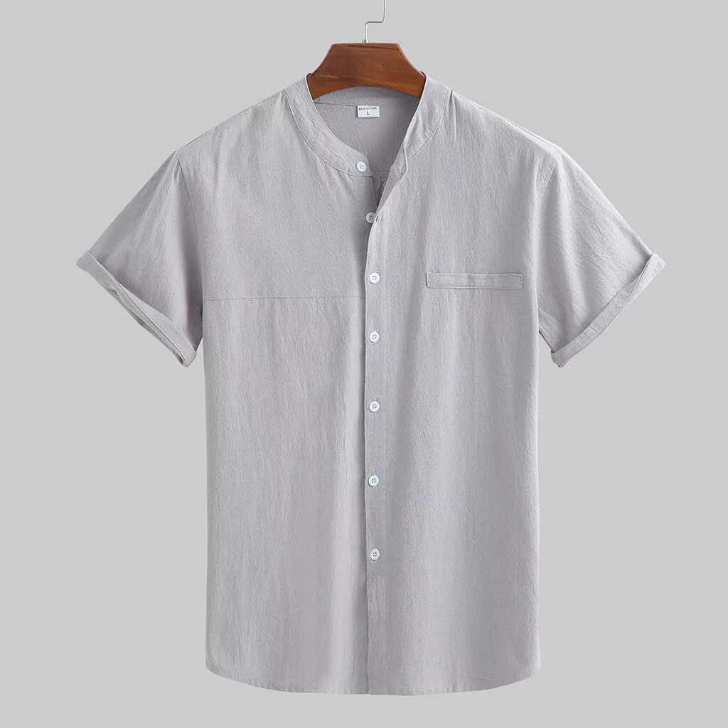 Men's Linen Stand Collar Loose Shirts