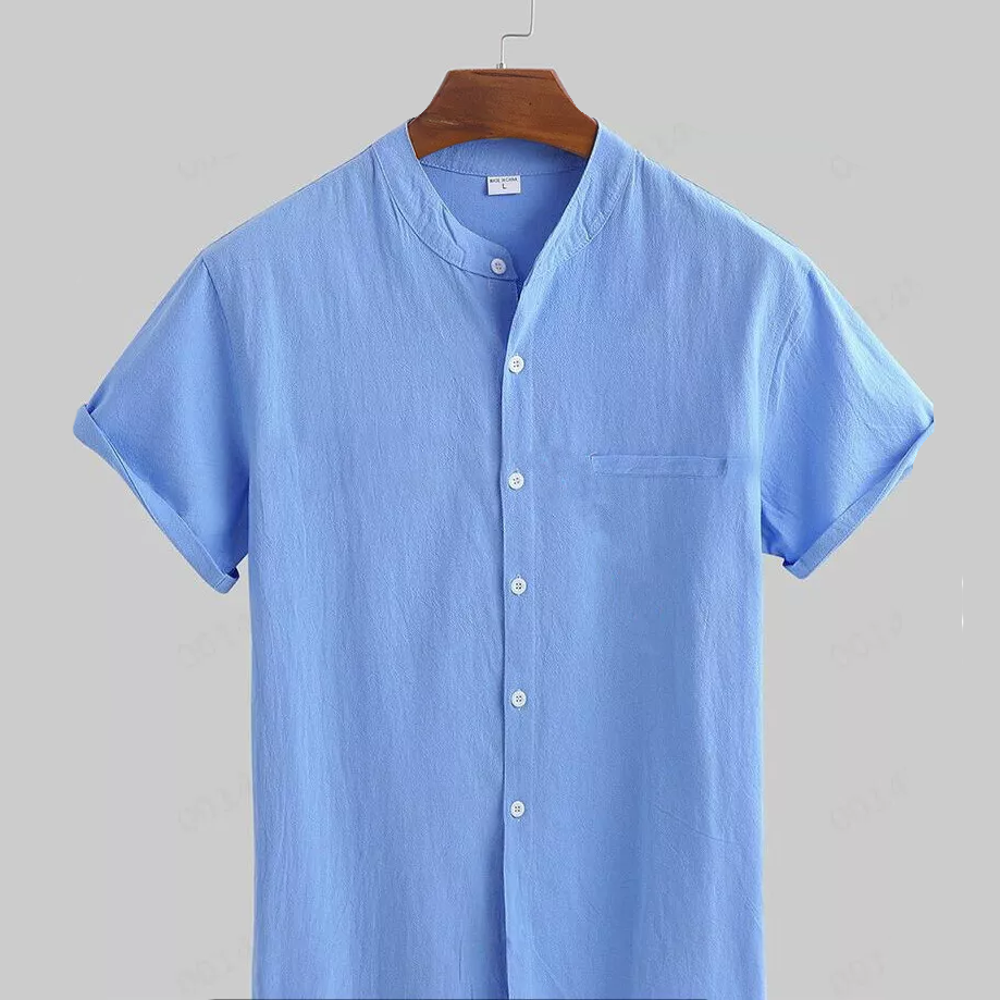 Men's Linen Stand Collar Loose Shirts