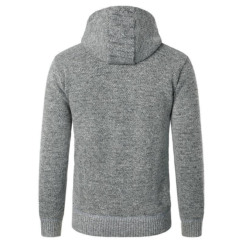 Men's Fleece Padded Patchwork Zipper Hooded Cardigan