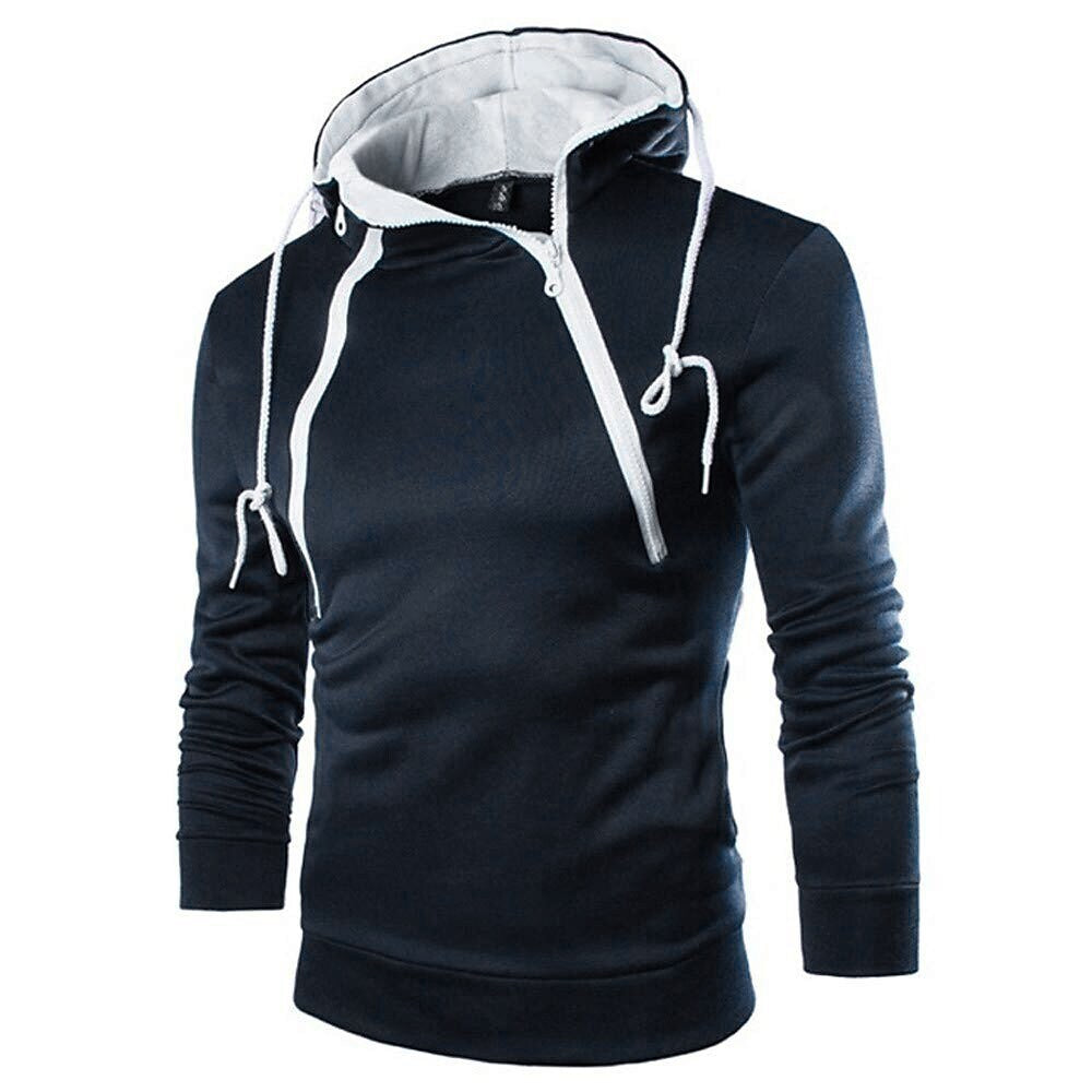 Men's Stand Collar Solid Color Zip Hoodies Sweatshirts