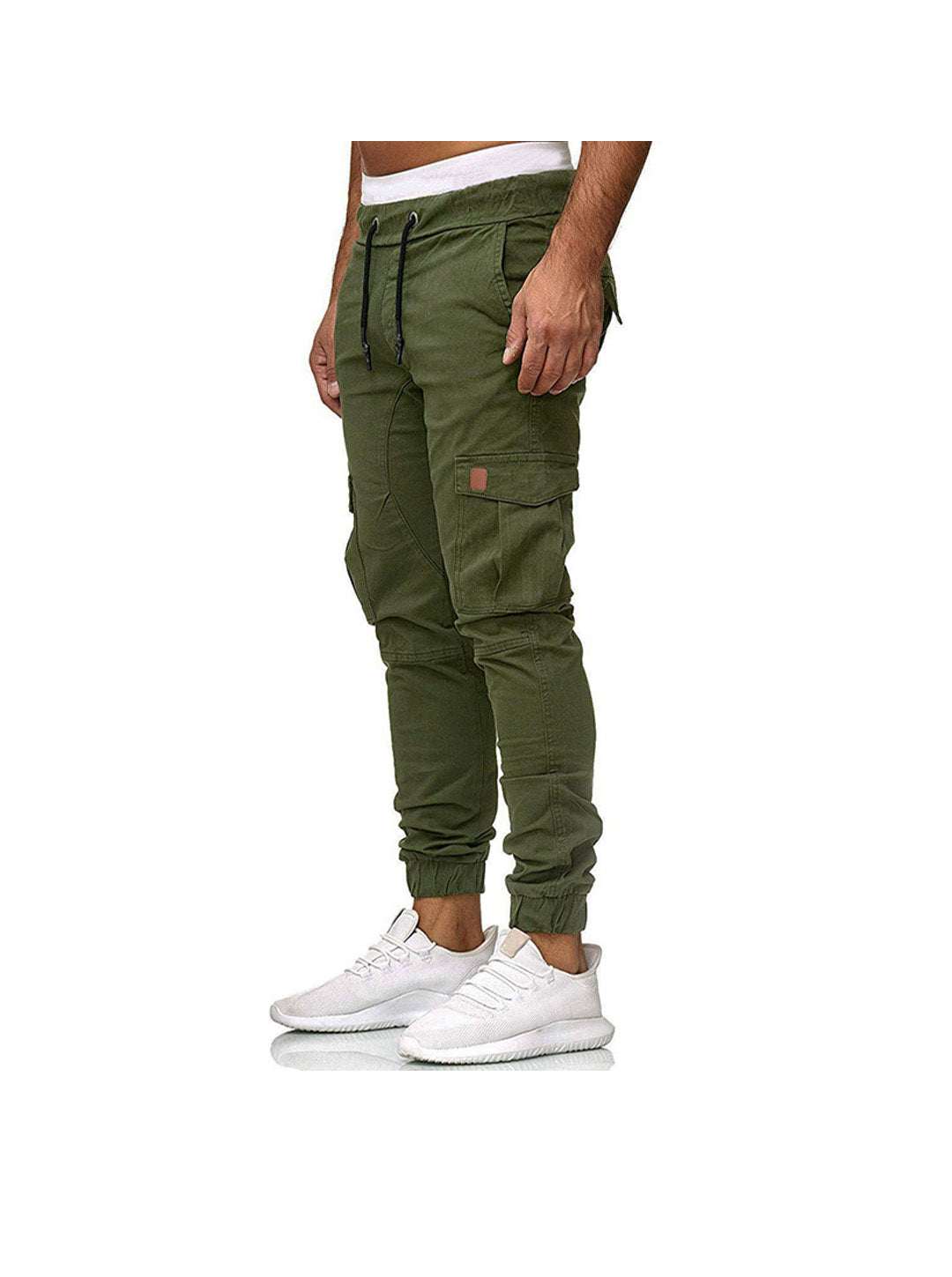 Men's Drawstring Waist Patch Pockets Detail Cargo Pants