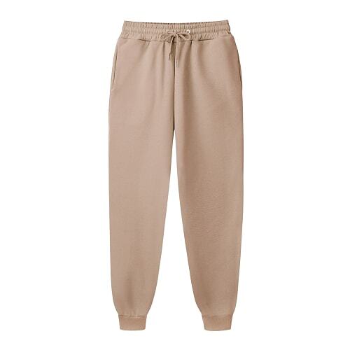 Men's Drawstring Elastic Waist Solid Color Side Pockets Brushed Sweatpants