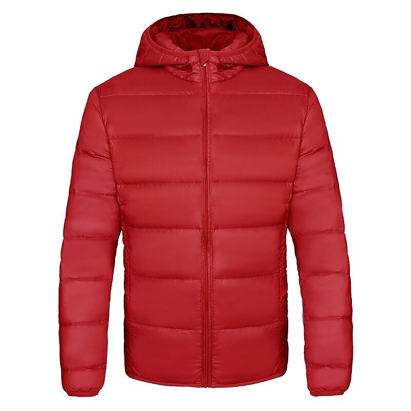 Men's Solid Color Hooded Lightweight Puffer Jacket