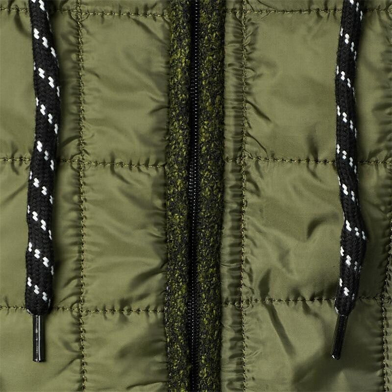 Men's Fleece Padded Patchwork Zipper Hooded Cardigan