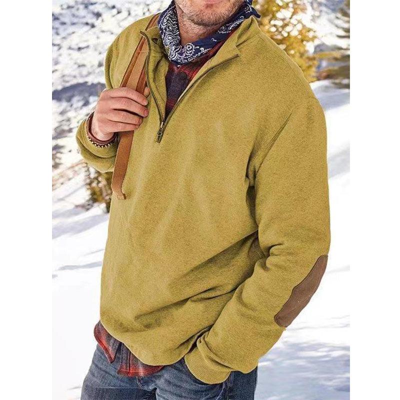 Men's Outdoor Half Zip Long Sleeve Stand Collar Sweatshirt