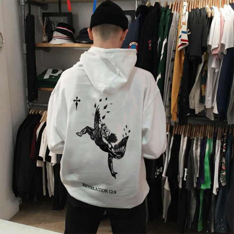 Fallen Angel Print Men's Hoodie