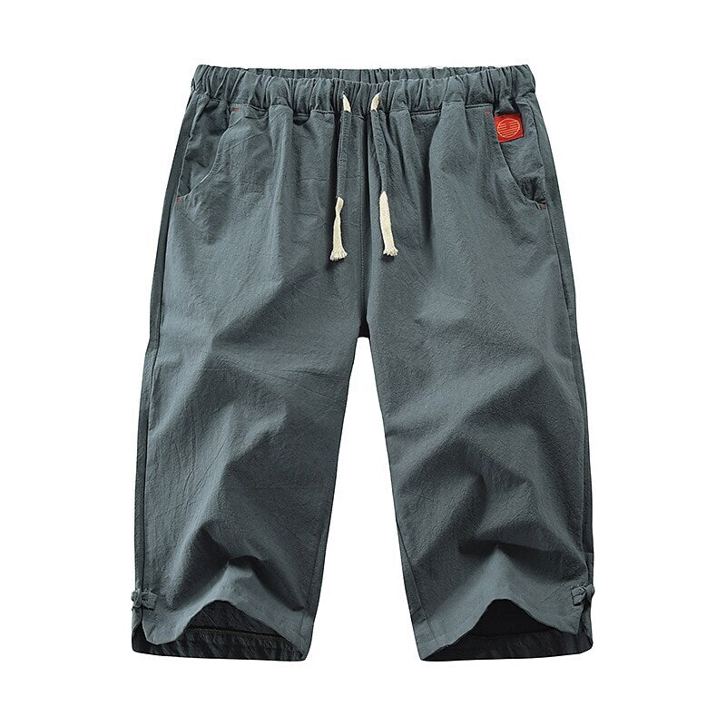 Men's Linen Capri Drawstring Pants