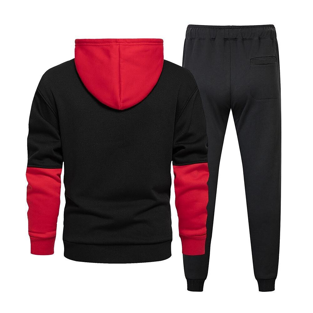 Men's Color Block Casual Long-sleeved Hoodie Tracksuit