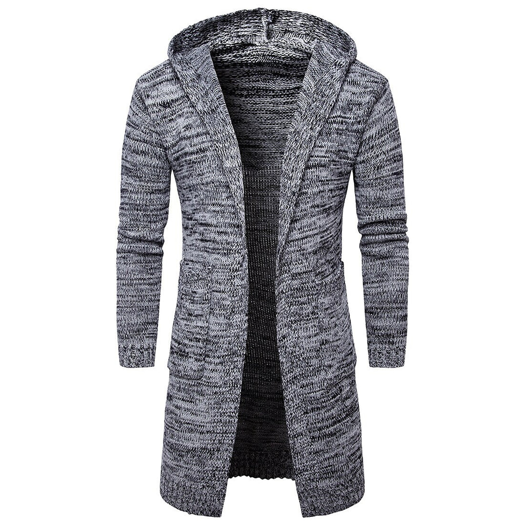 Men's Solid Color Hooded Long Sleeve Cardigans