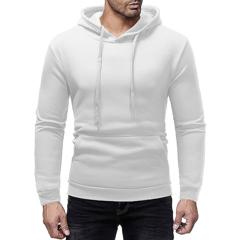 Men's Basic Solid Color Pullover Hooded Sweatershirt