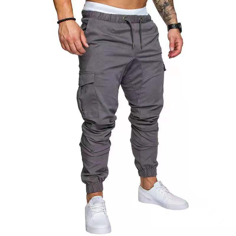 Men's Drawstring Waist Patch Pockets Detail Casual Cargo Pants