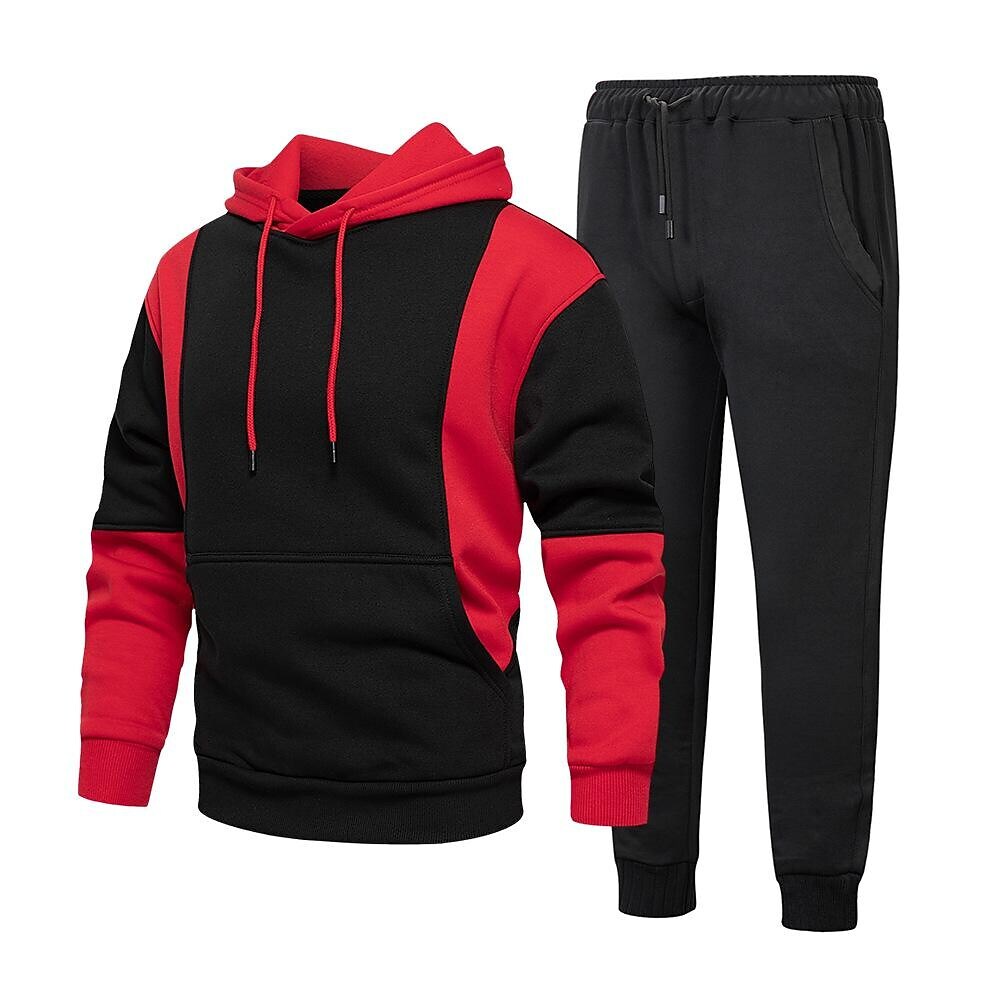 Men's Color Block Casual Long-sleeved Hoodie Tracksuit