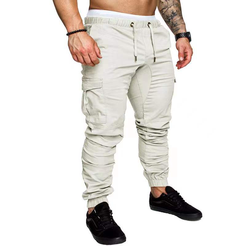 Men's Drawstring Waist Patch Pockets Detail Casual Cargo Pants