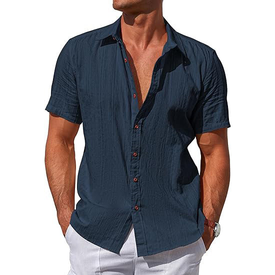 Men's Cotton Cuban Button Down Shirts