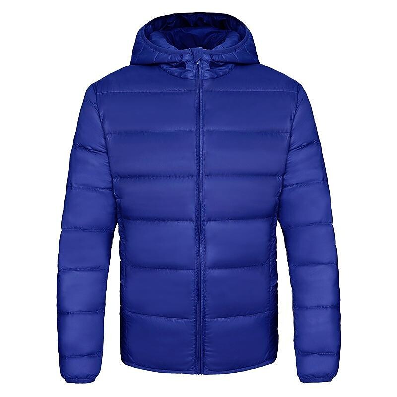 Men's Solid Color Hooded Lightweight Puffer Jacket