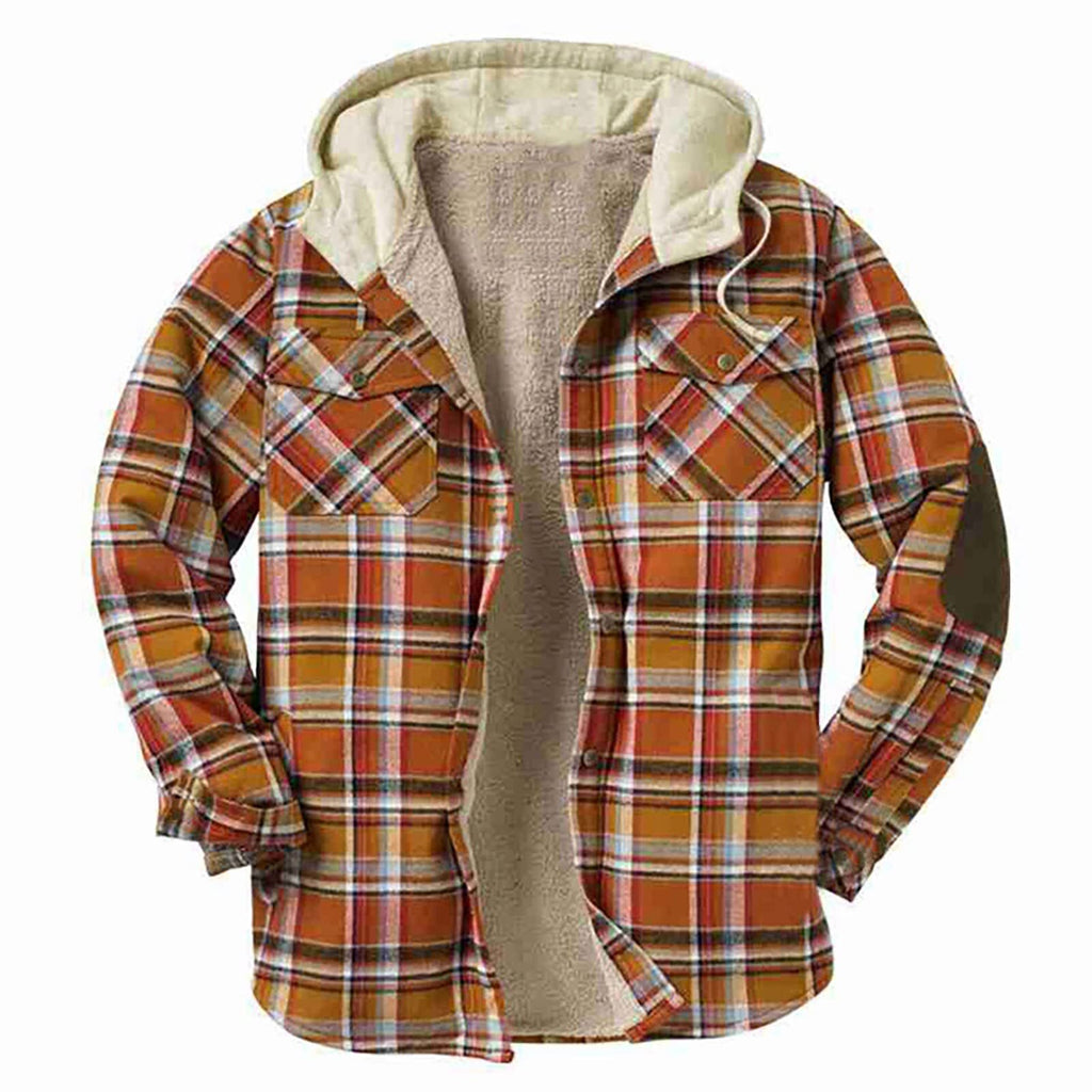 Men's Digital Print Quilted Lined Fake Two Piece Windproof Hooded Jacket