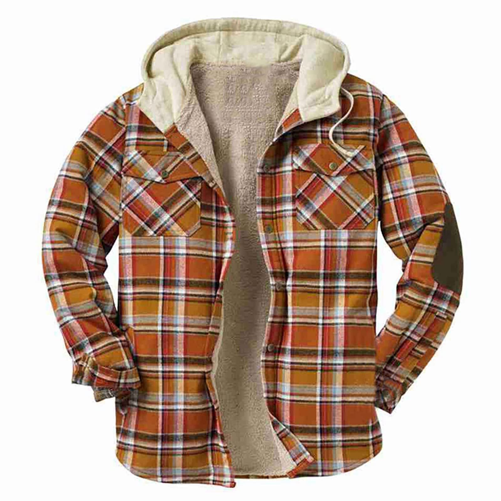 Men's Digital Print Quilted Lined Fake Two Piece Windproof Hooded Jacket